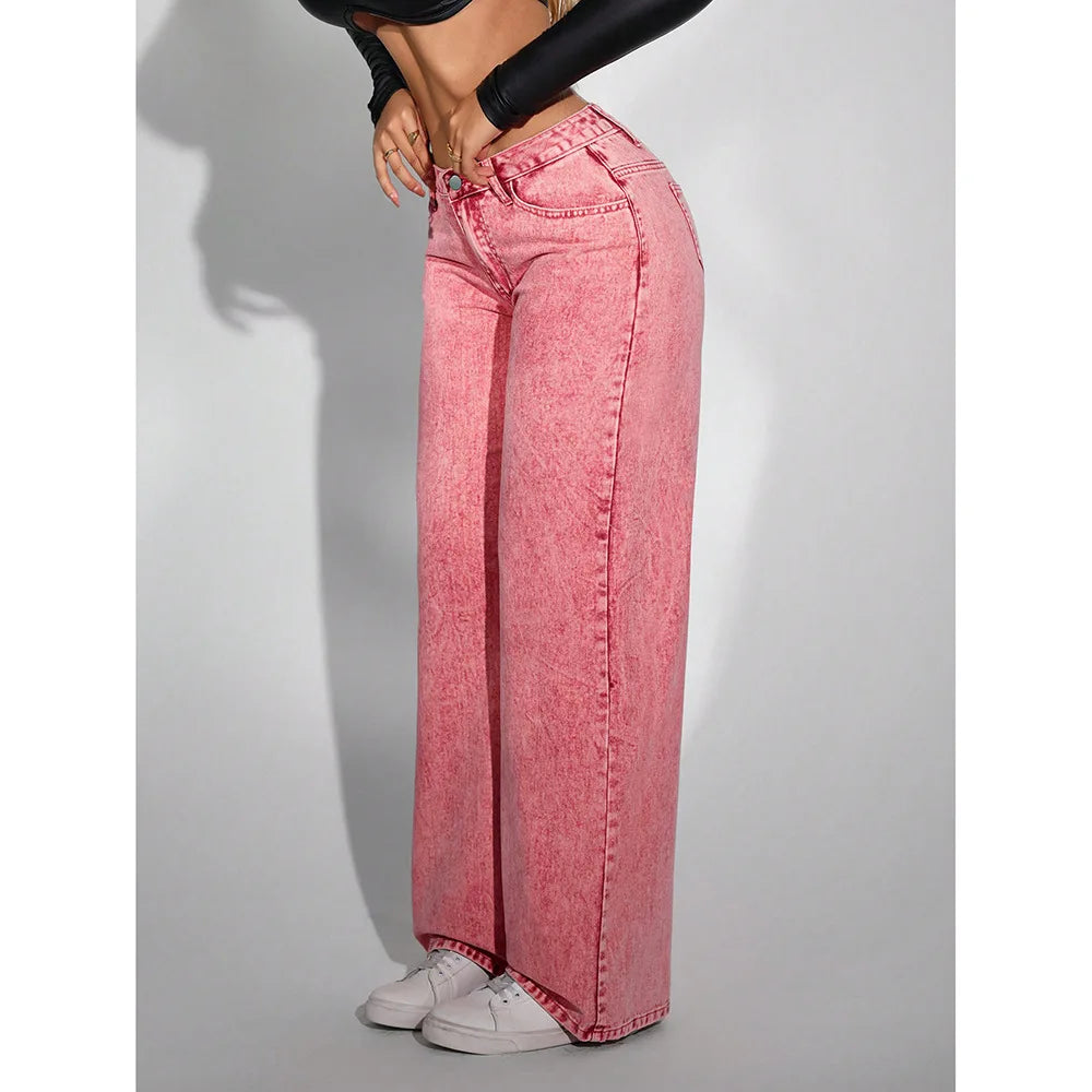 Distressed High Waist Wide Leg Jeans