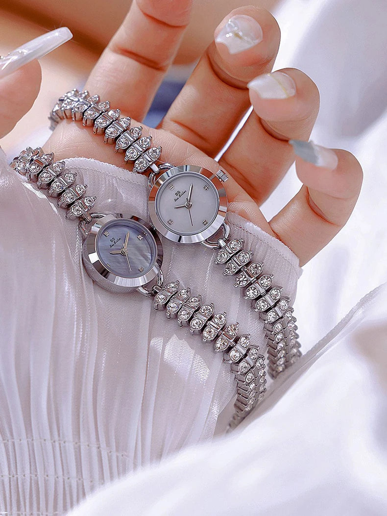 Small Diamond Accent Gold Chain Quartz Watch for Women