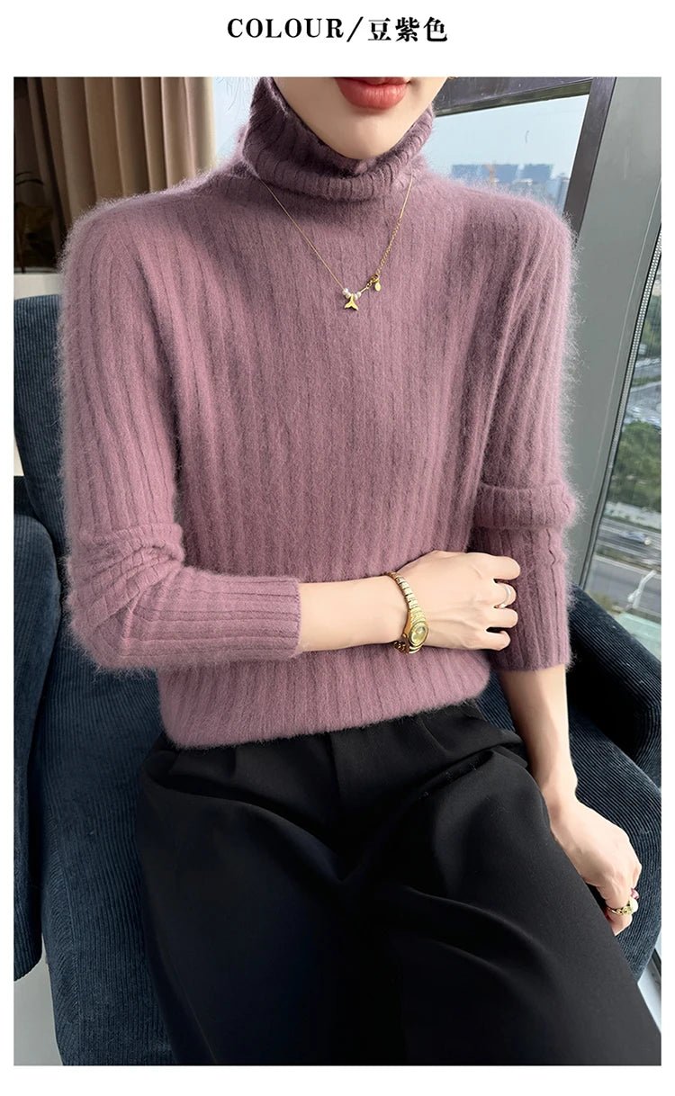 Warm Slim Fit Turtleneck Pullover Sweater for Women