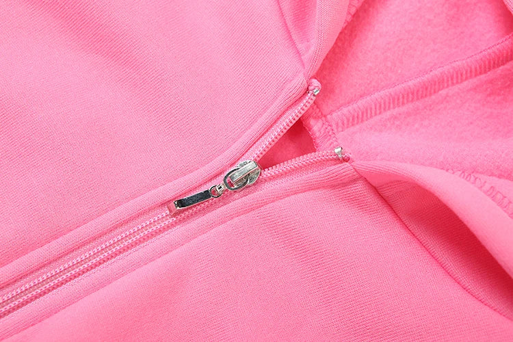 Patchwork Zip Hooded Crop Tracksuit Set