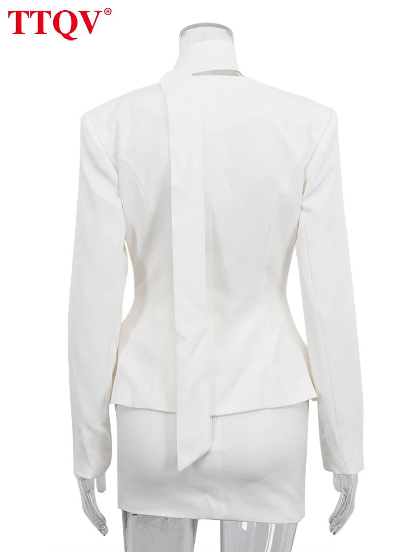 Elegant Long Sleeve Shirt and Mini Skirt Set for Women