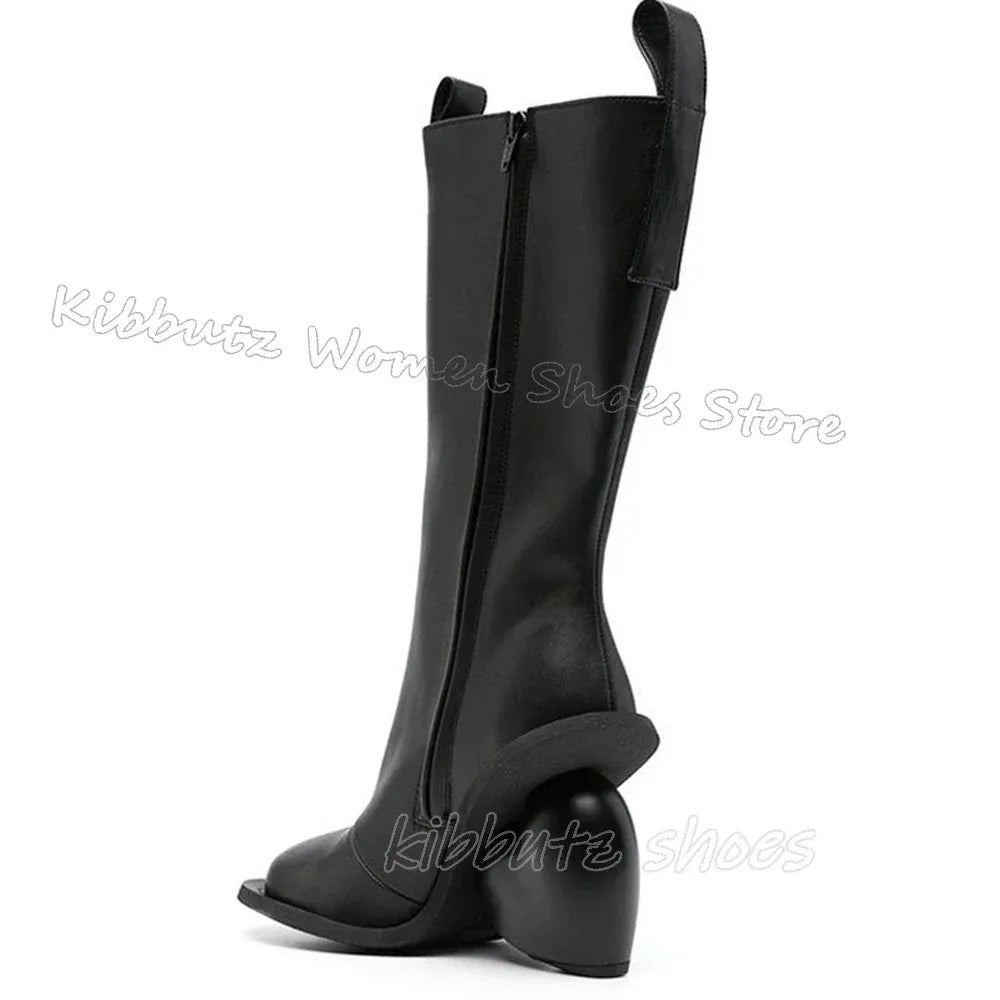 Heart Shaped Heels Knee High Boots