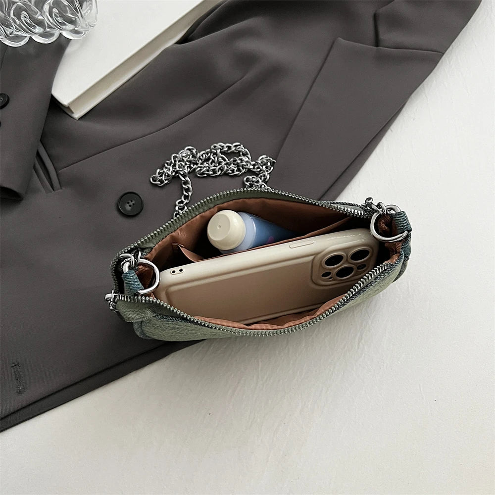 Rhinestone Appliqued Chain Shoulder Crossbody Bags for Women
