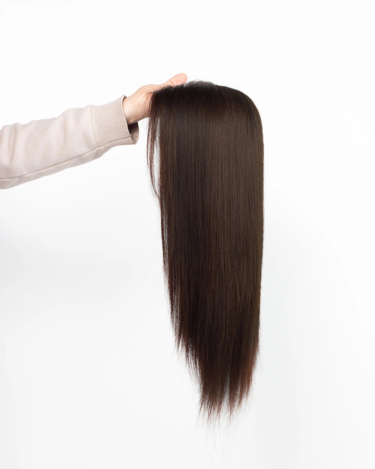 Silky Straight Human Hair Silk Base Wig With Bangs For Women