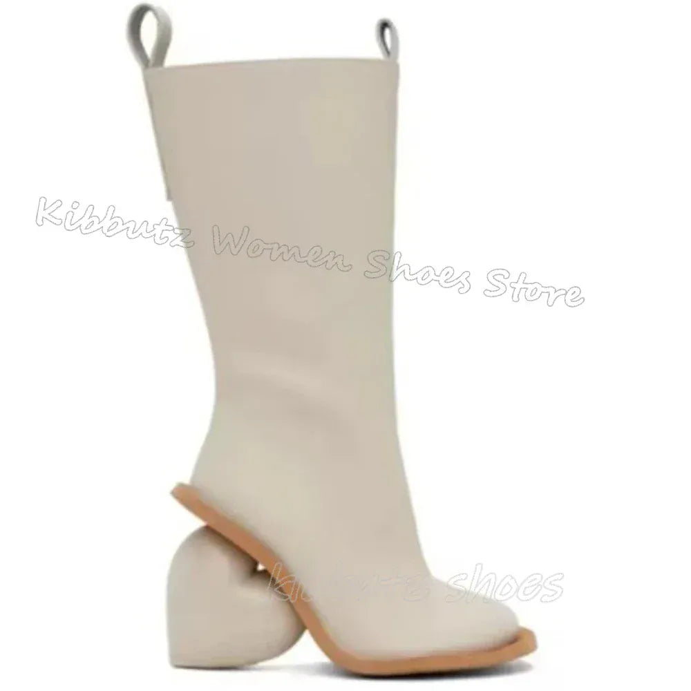 Heart Shaped Heels Knee High Boots