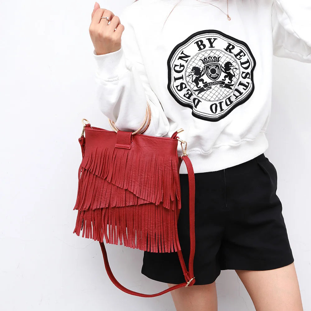 Trendy Tassel Sequin Crossbody Shoulder Handbag for Women