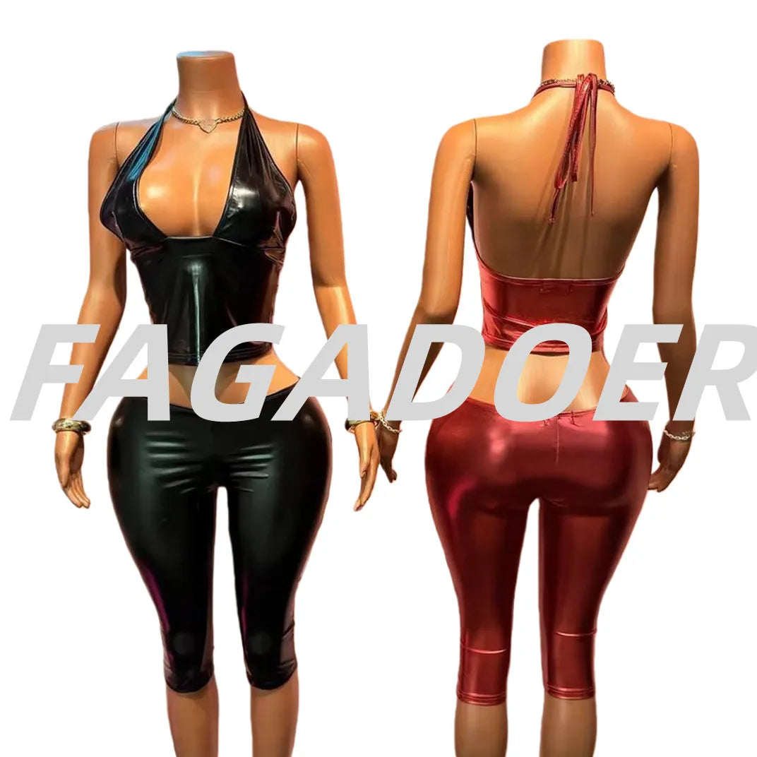 Lace Up Halter Top Strappy Two Piece Set Summer Ready for Women