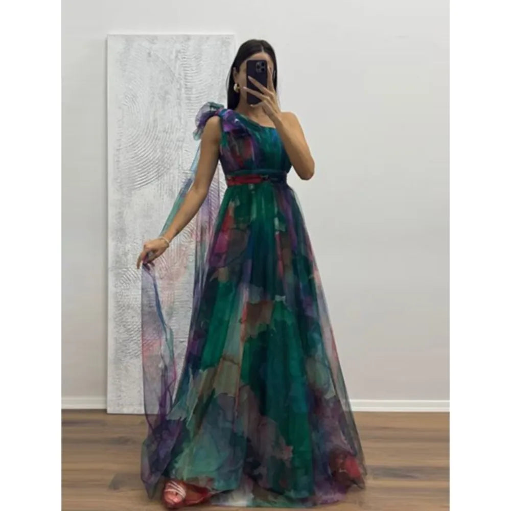 Casual Party Mesh Printed Lightweight A-Line Dress for Women