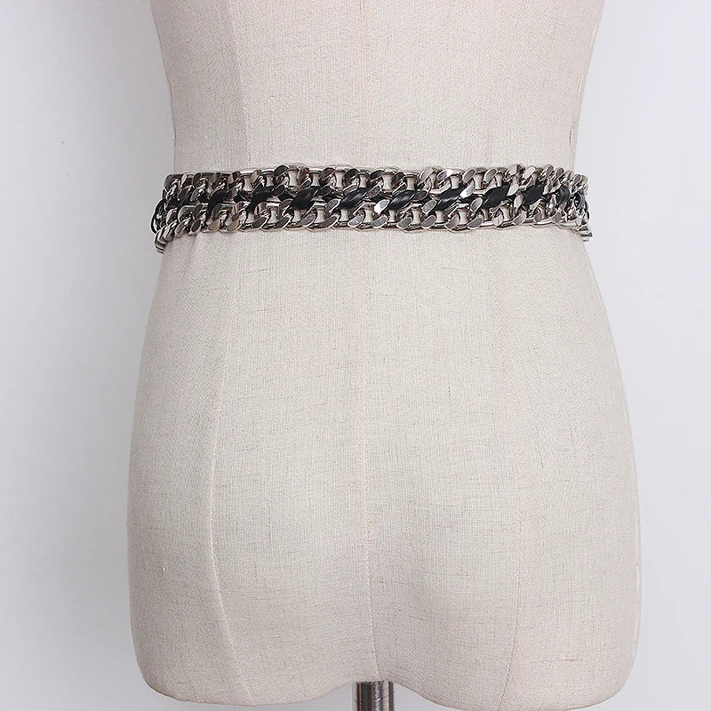 Trendy Gold Metal Decorative Waist Chain Belt for Women
