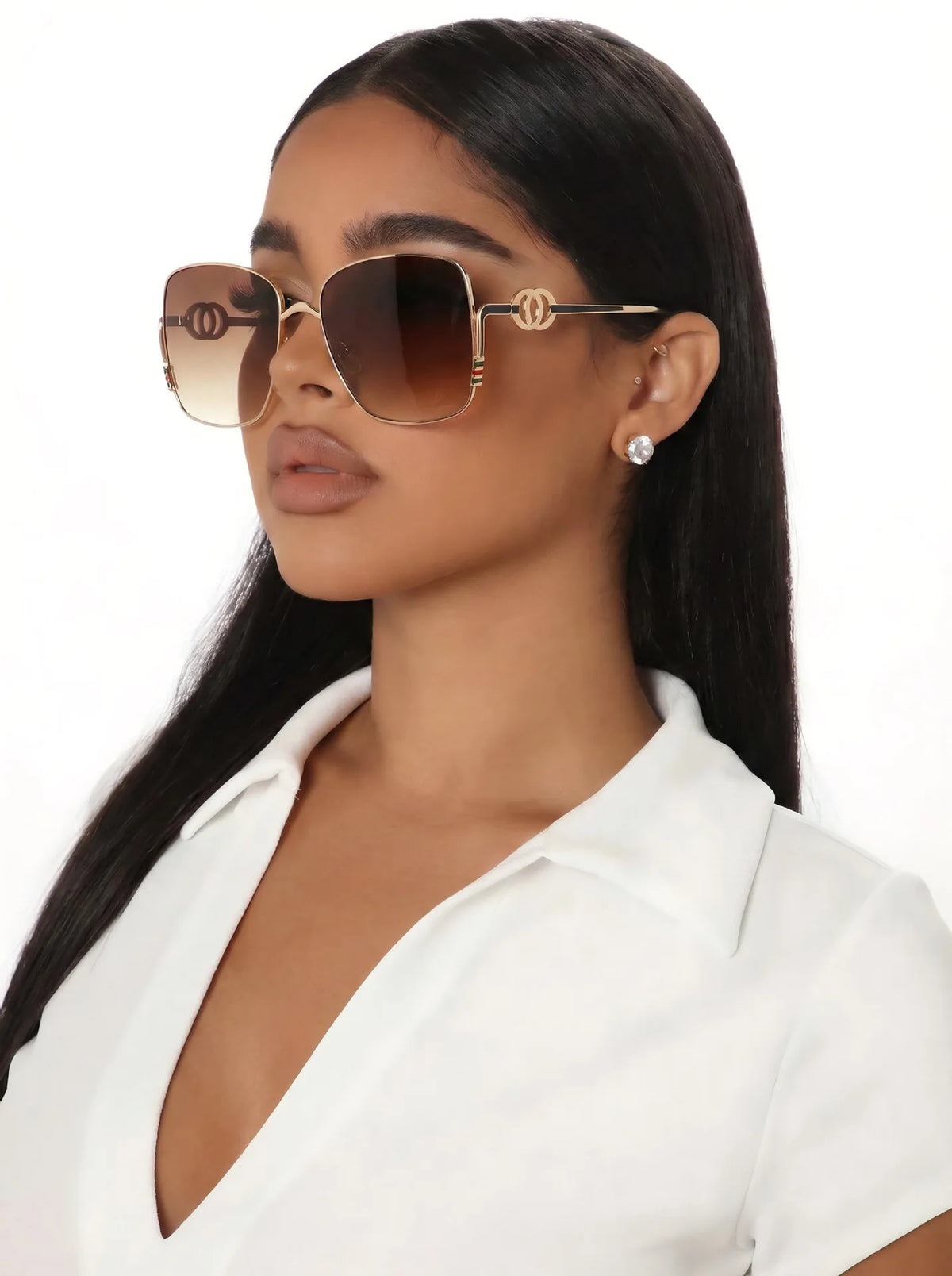 Square Frame Metal Sunglasses