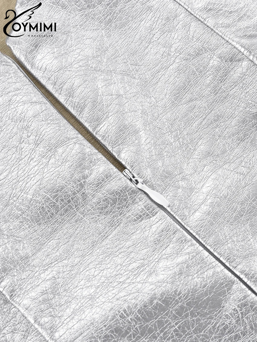 Oymimi Sexy Sliver Bodycon Dress Lady Fashion Slim O-Neck Sleeveless Mini Dress Elegant Classic Party Dresses For Women 2023