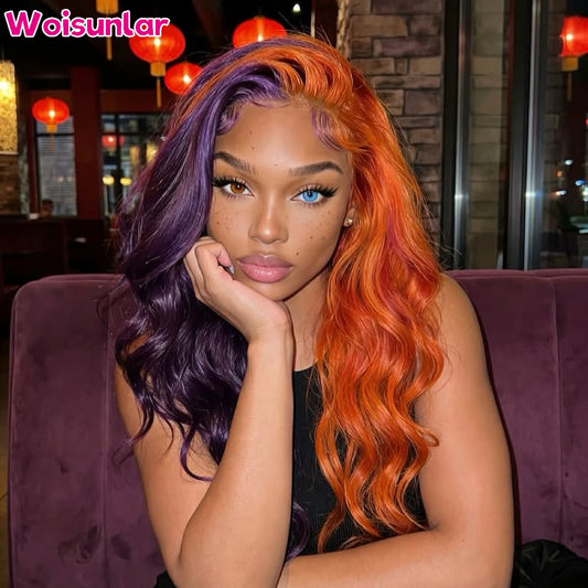 Color Block Purple Wig