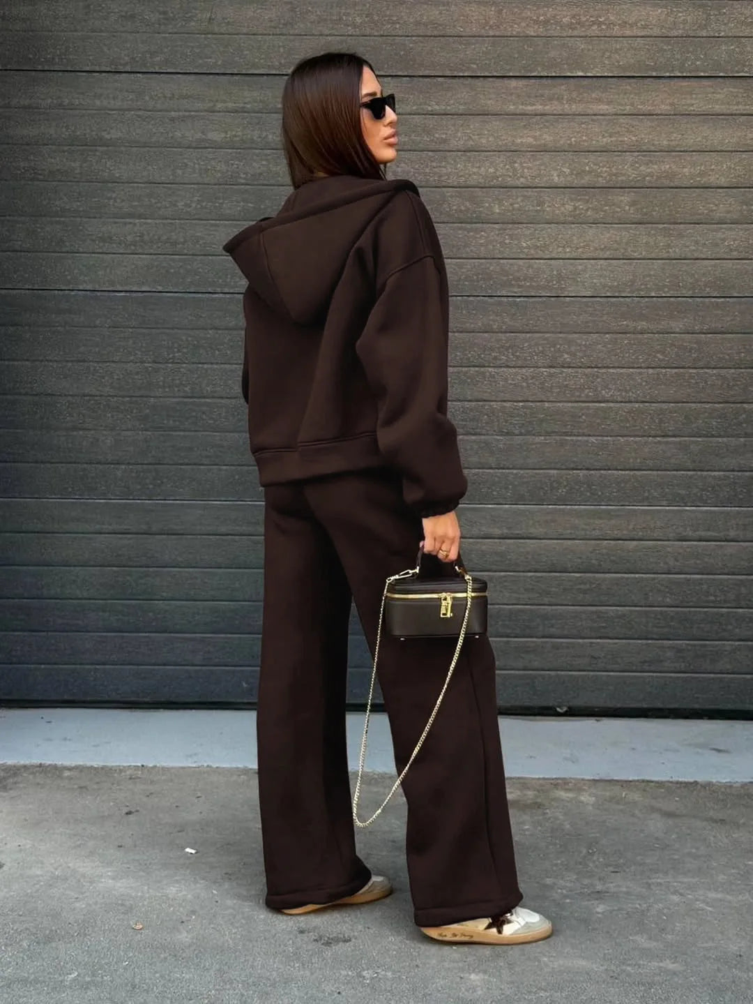 Hooded Loose Two Piece Top and Pants Set for Women