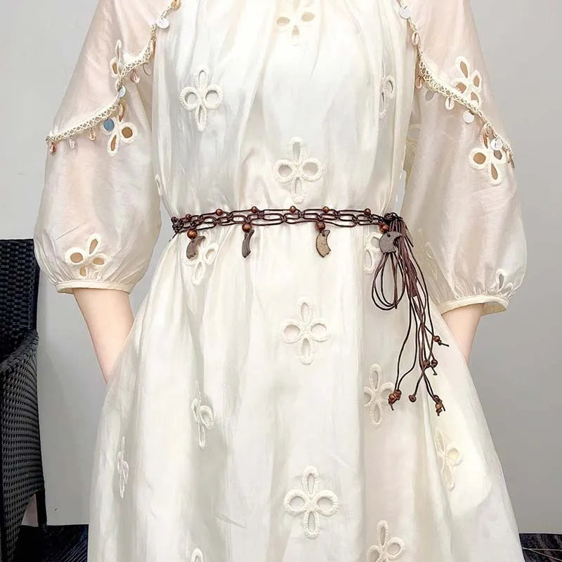 Vintage Handmade Woven Beaded Waist Chain for Women