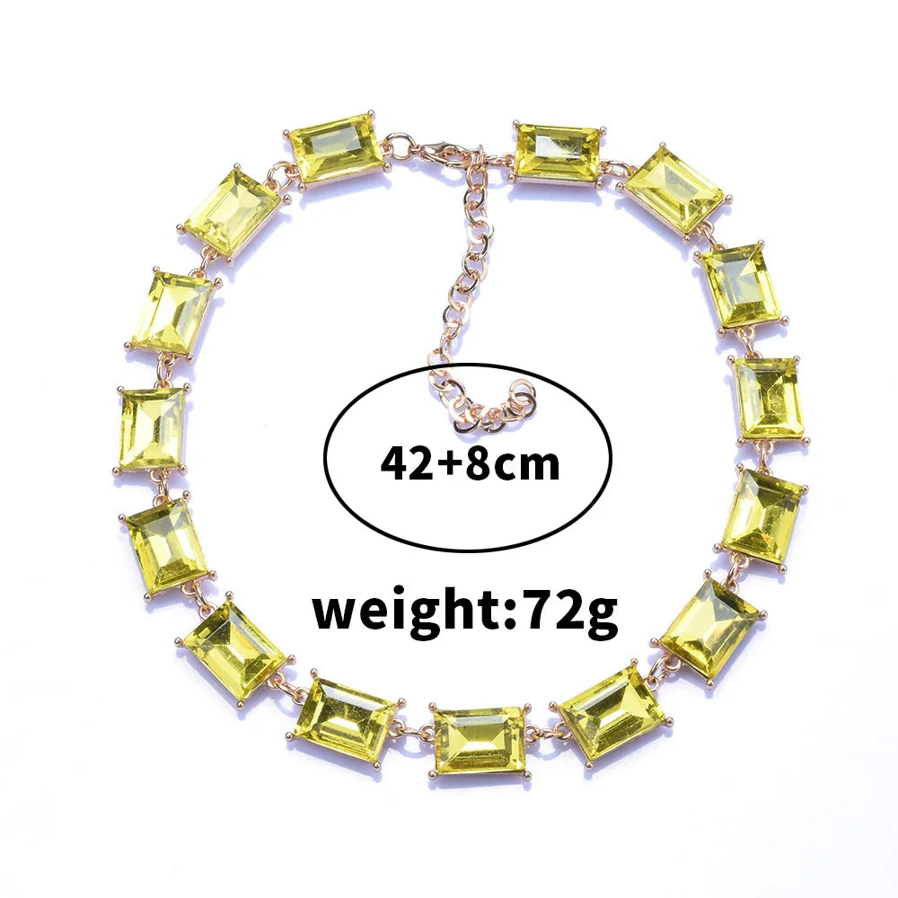 Multicolor Square Crystal Charm Bracelet for Women