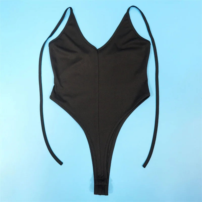 Halter Backless Bodysuit Top and Lace-Up Skirt Two-Piece Set for Women