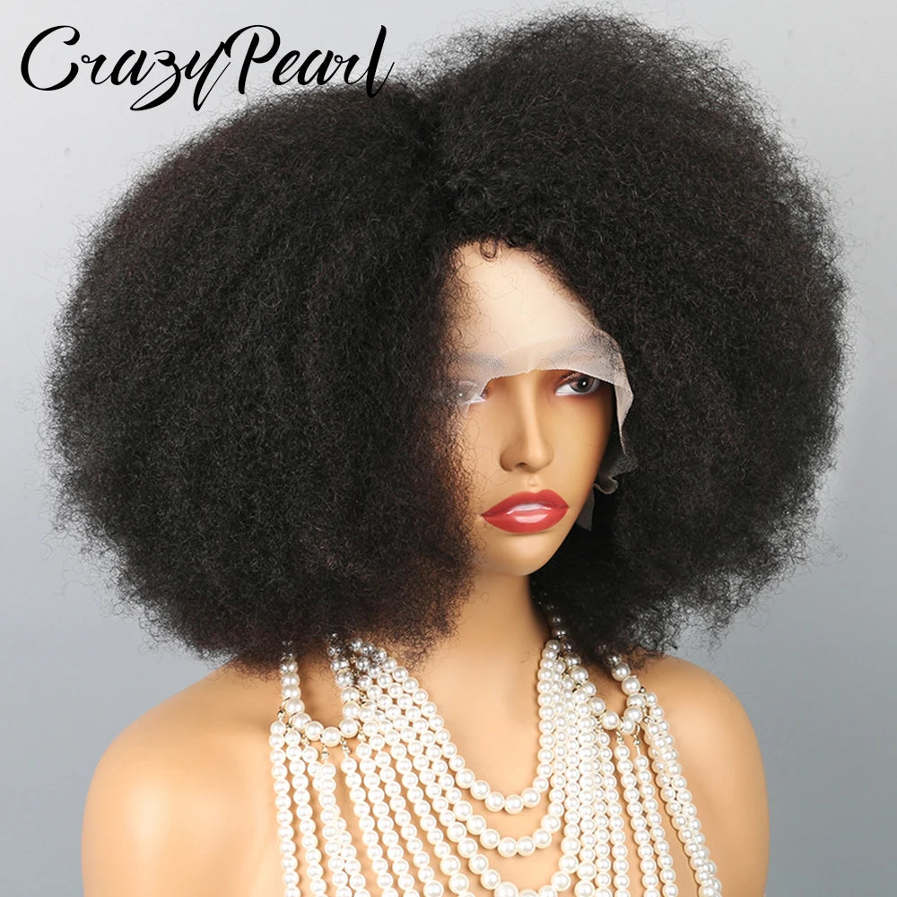 Afro Kinky Curly Lace Front Human Hair Wig for Women