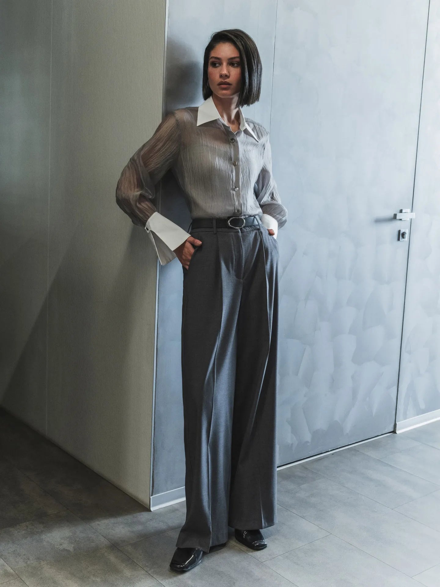 Summer Elegant Spliced See Through Mesh Blouse for Women