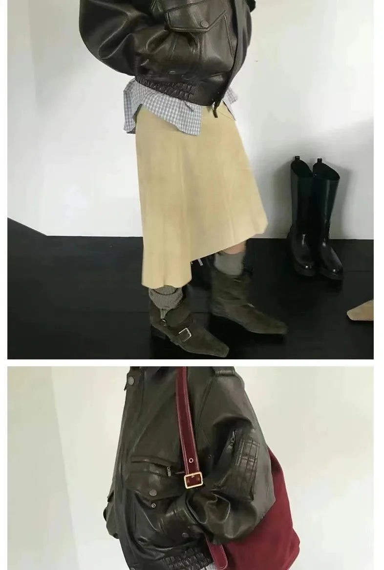 Vintage Suede Square Heel Boots