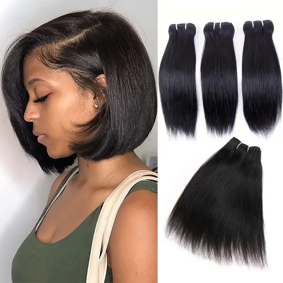 Bone Straight Brazilian Virgin Human Hair Bundles for Women