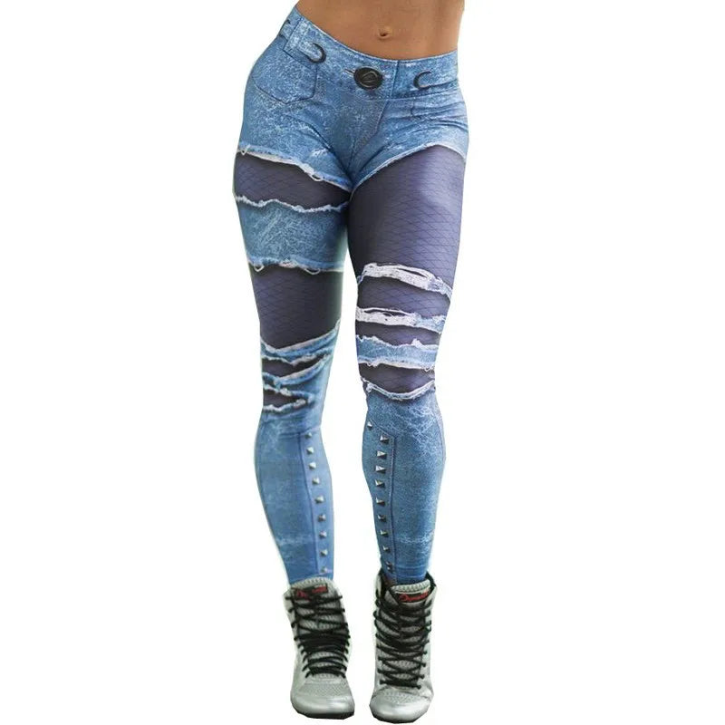 Plus Size Seamless Denim Leggings