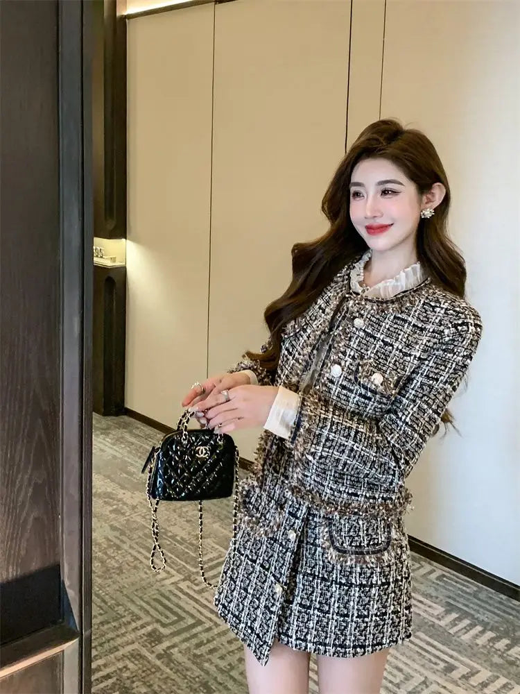Autumn Winter Street Style Tweed Suit