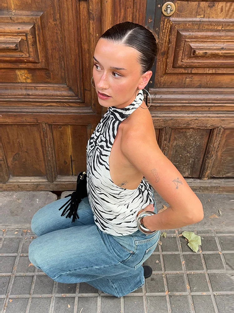 High Waist Leopard Print Zipper Midi Skirt for Women
