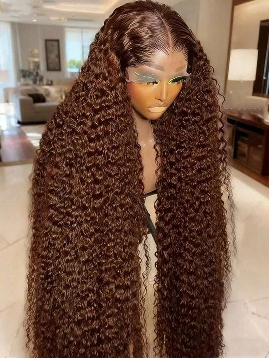 Chocolate Brown Deep Wave Lace Front Wig for Women