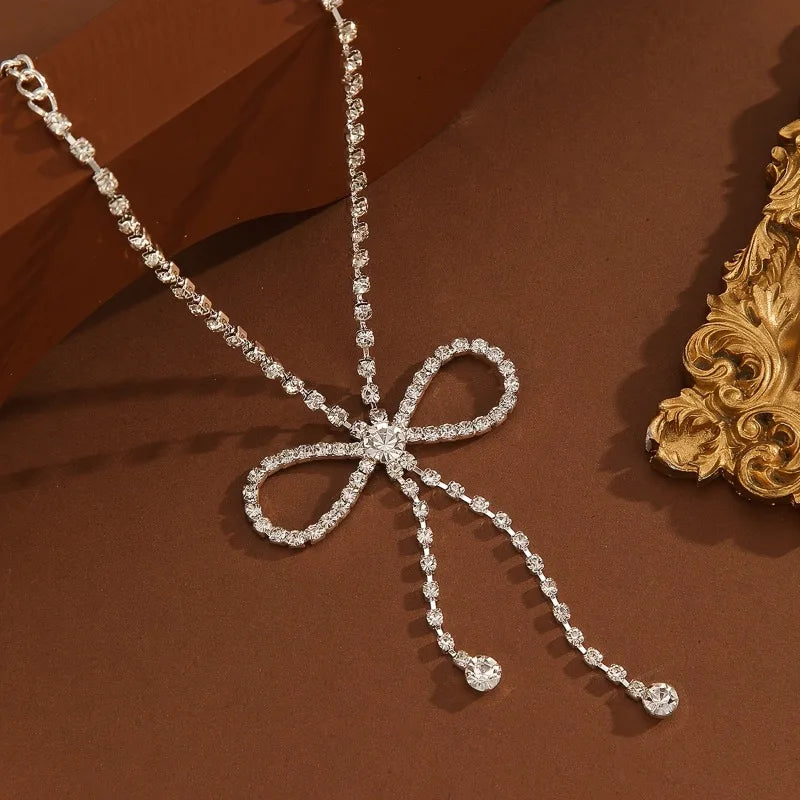 Delicate Sparkling Zirconia Ribbon Tassel Anklet for Women