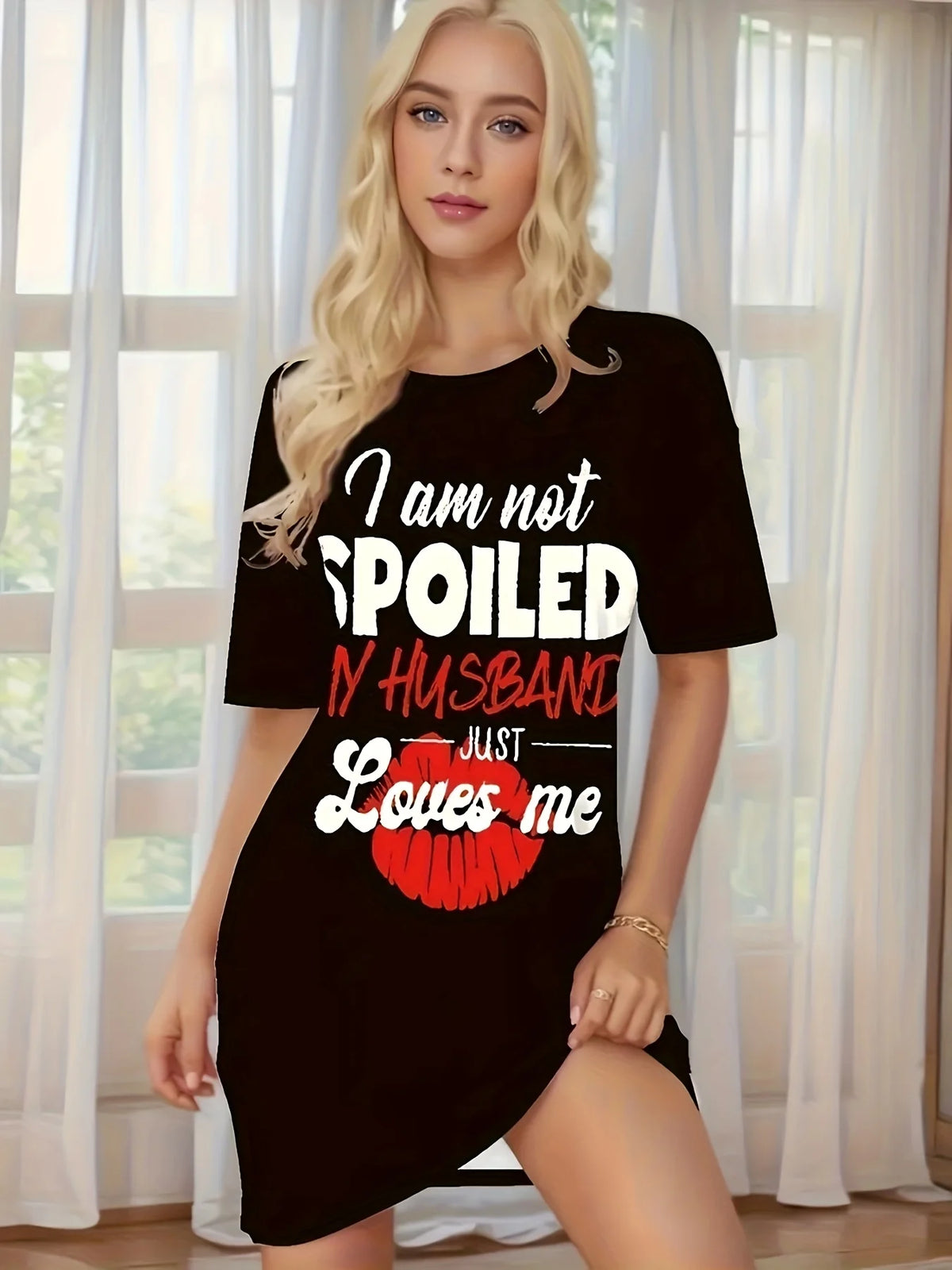 Red Heart Print Plus Size Lounge Dress