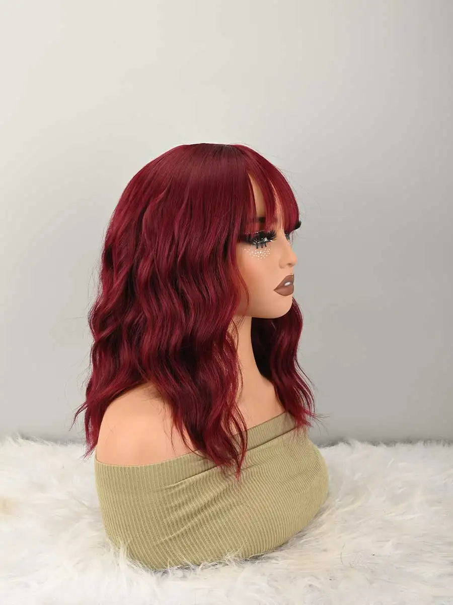 Soft Natural Curly Bob With Bangs Stylish Wig for Women