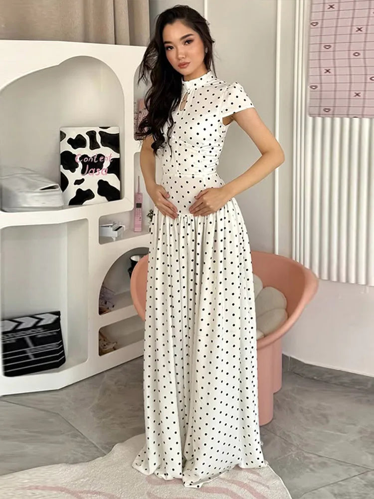 Elegant Hollow Out Lace Up Ankle Length Dress for Women