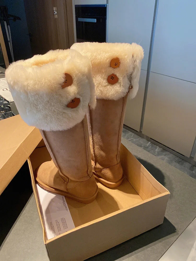 Classic Slip On Square Heel Mid Calf Boots for Women