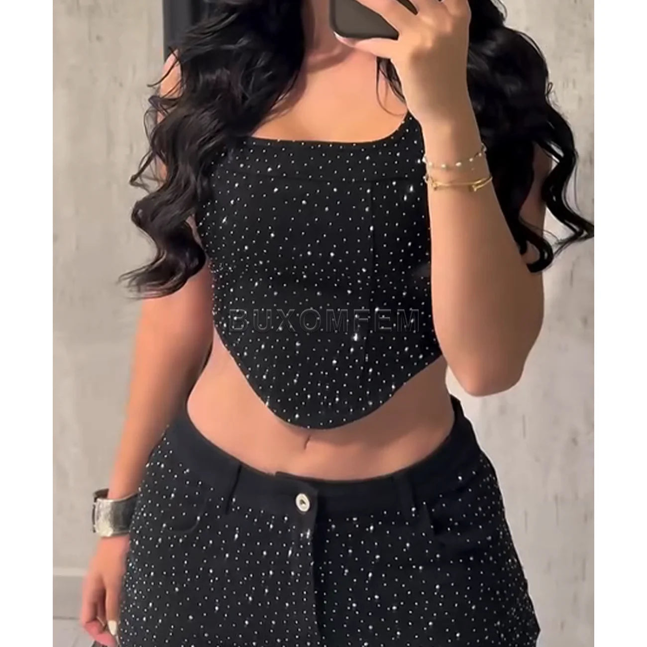 Ladies Diamond Strap Work Pants Set Fashion Push Up Trousers Women's Demin Jumpsuits Streetwear Outfits Evening Party Clothings