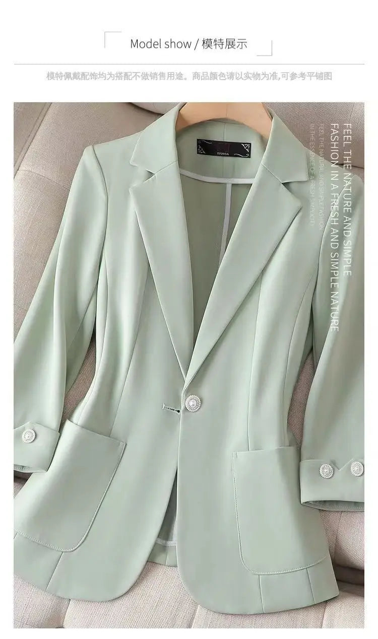 New 2025 Summer Women Blazers Coat Thin Suit Jacket for Women Short Slim Seven Point Suit, Single-layer