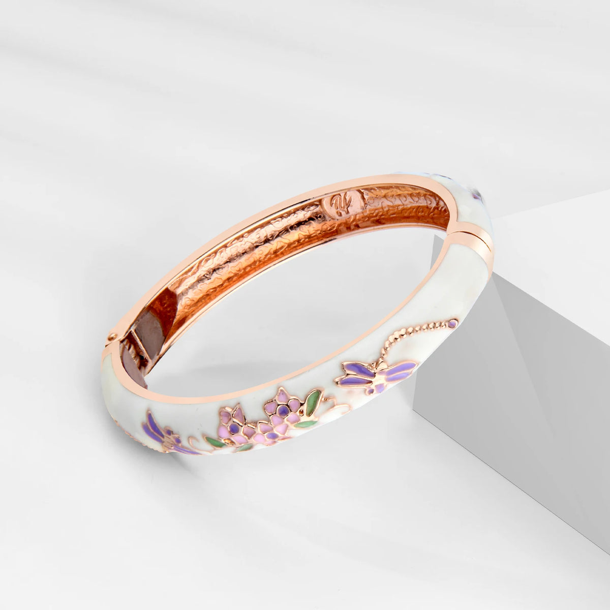 Floral Enamel Bangle Bracelet