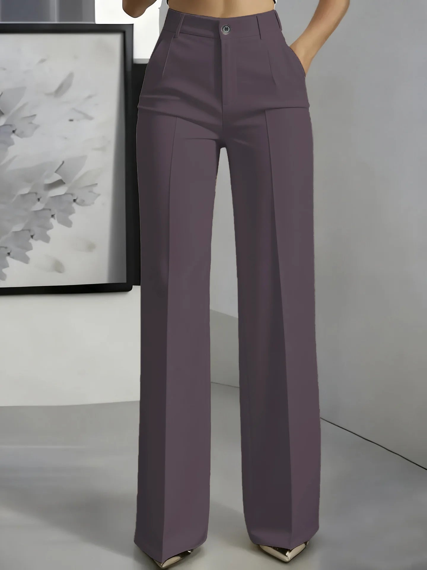 2026 New Women's High-Waist Drapey Straight-Leg Suit Pants Simple Elegant Long Trousers for Ladies