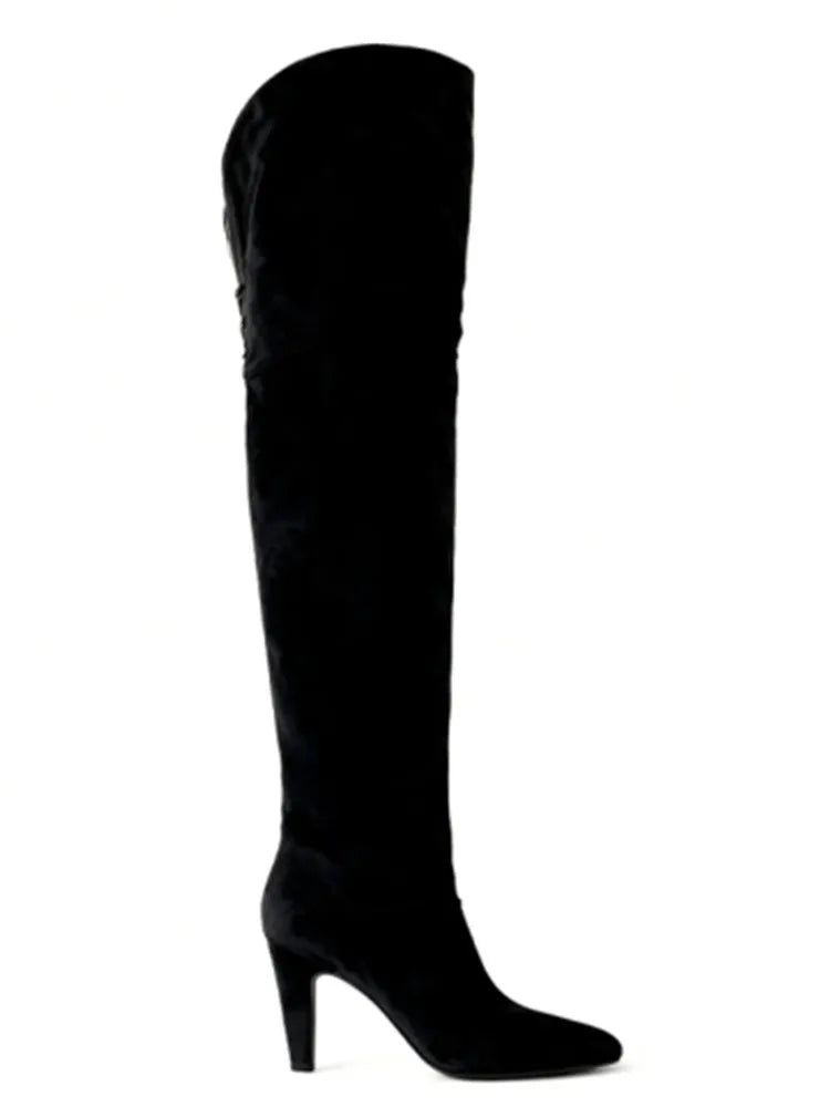 Plus Size Wide Calf Leather Over The Knee Boots for Women