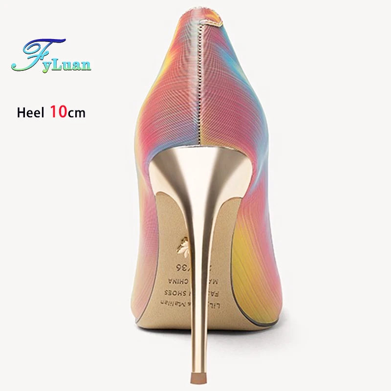 Rainbow Color Pointed Toe High Heel Stiletto Pumps for Women
