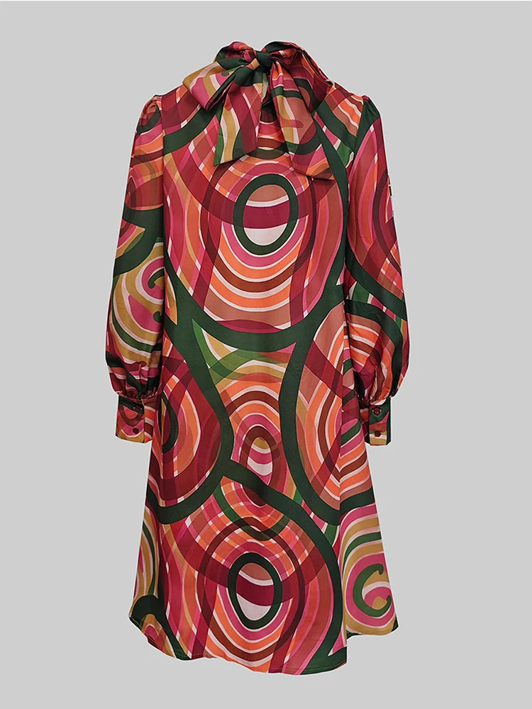 Gymystars Elegant Dresses for Party Fall Women Clothes Chic Straps Colorful High Neck Lantern Sleeve Fashion Wedding Guest Dress