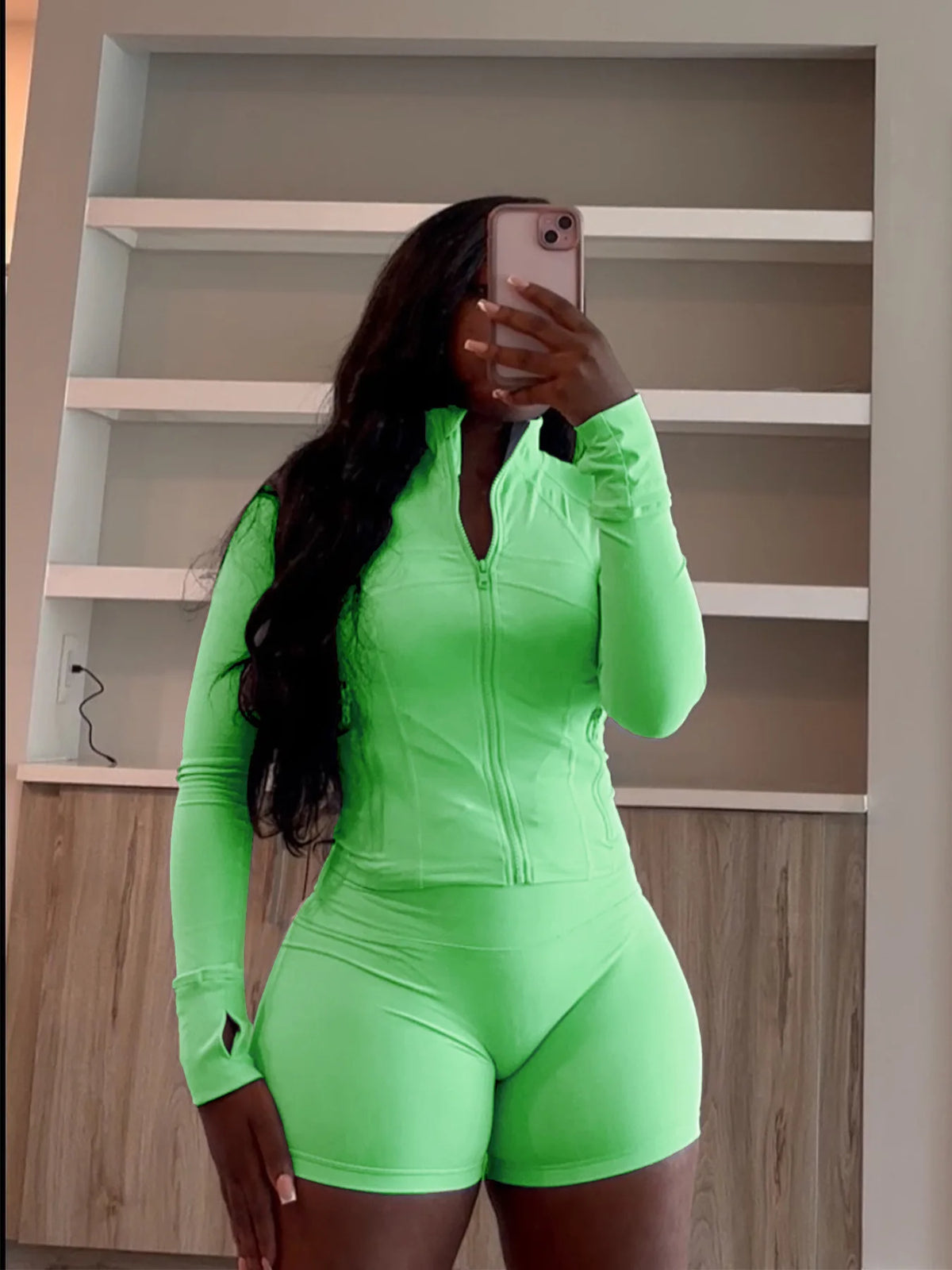 Slim Fit Sporty Two Piece Shorts Matching Set for Women