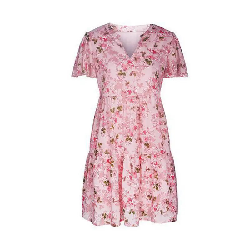 Casual Round Neck Floral Print Pullover Dress For Women