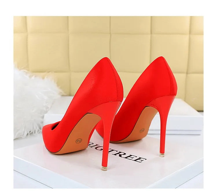 Elegant Purple Satin High Heel Stiletto Pumps for Women