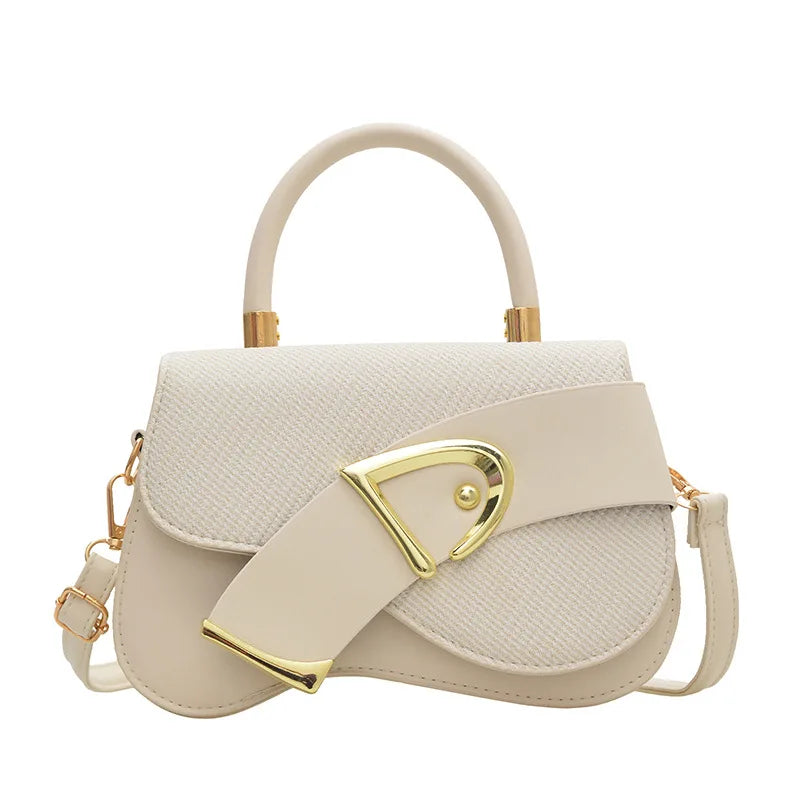 Women's Elegant Minimalist Shoulder Bag Golden-Tone Hardware Adjustable Strap Formal Purse Durable Handbag Fashionable Tote