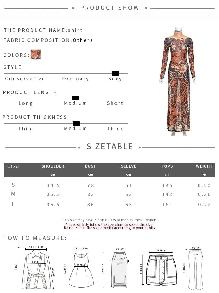 Weird Puss See Through T-Shirts Women Tiger Print Long Sleeve High Neck High Slits High Elastic Skinny Trend Street Hipster Tops