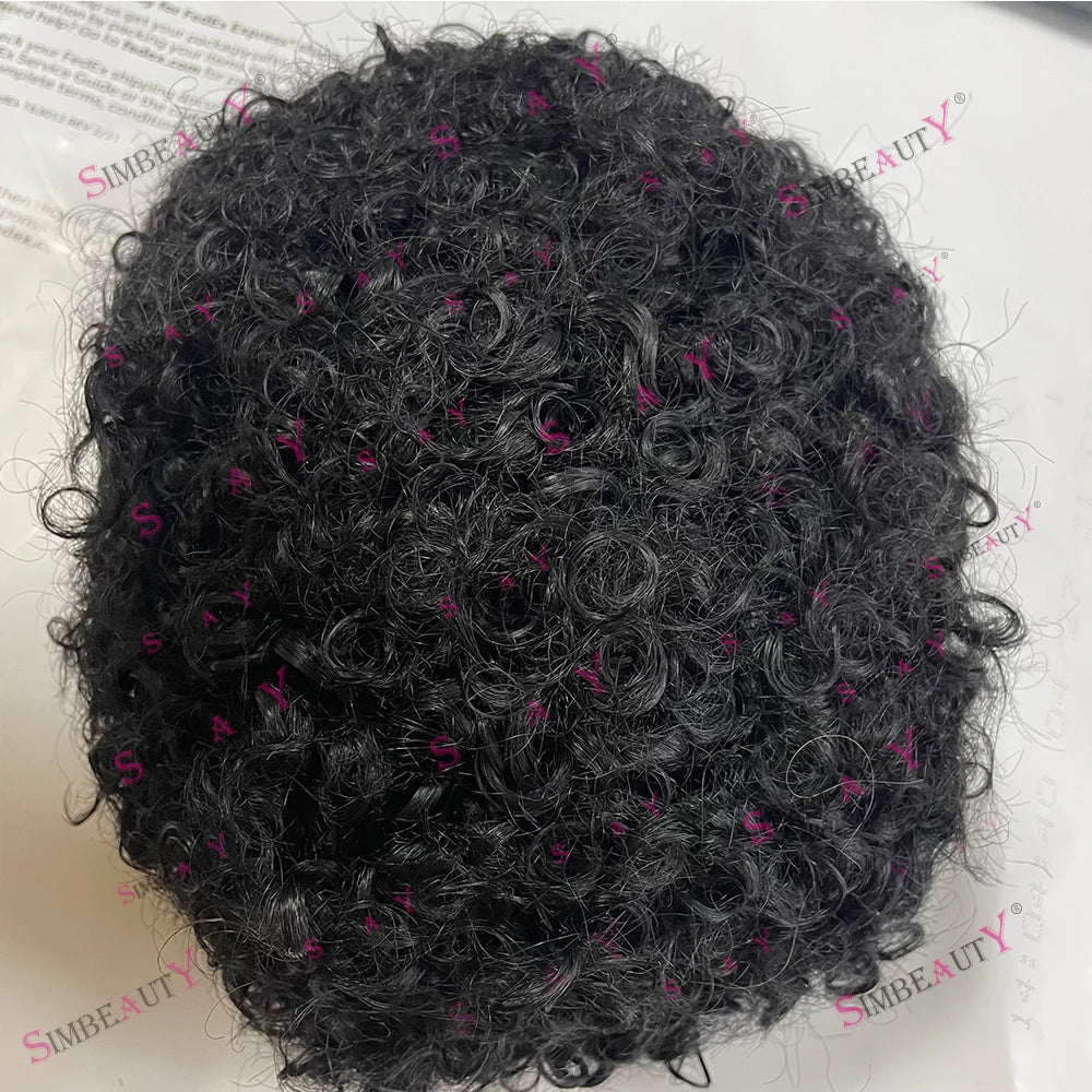 Kinky Curly Remy Human Hair Lace Toupee for Women