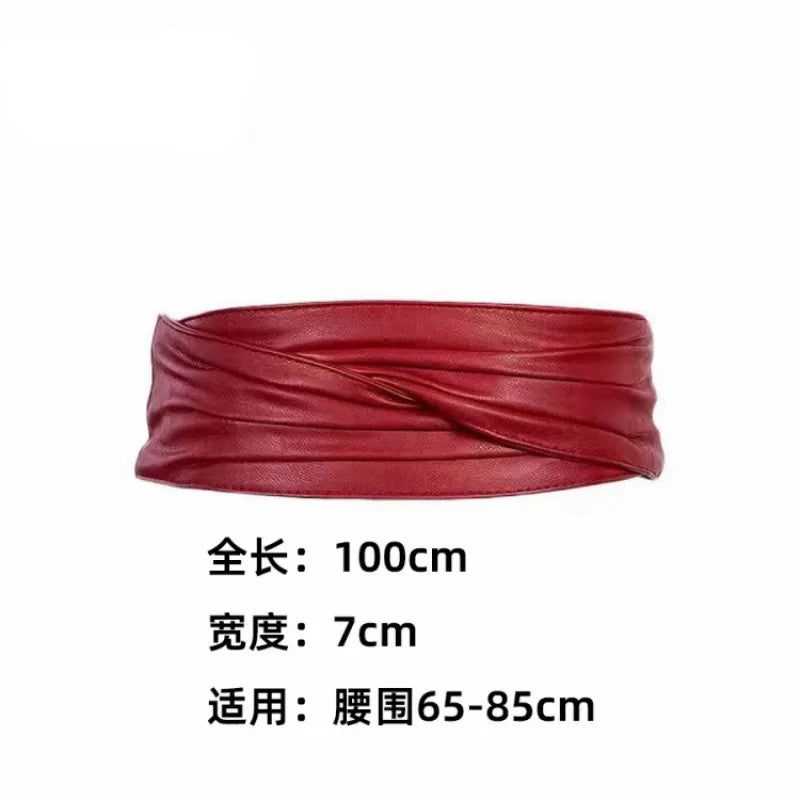 Decorative Wide Leather Waist Cinch Belt for Women