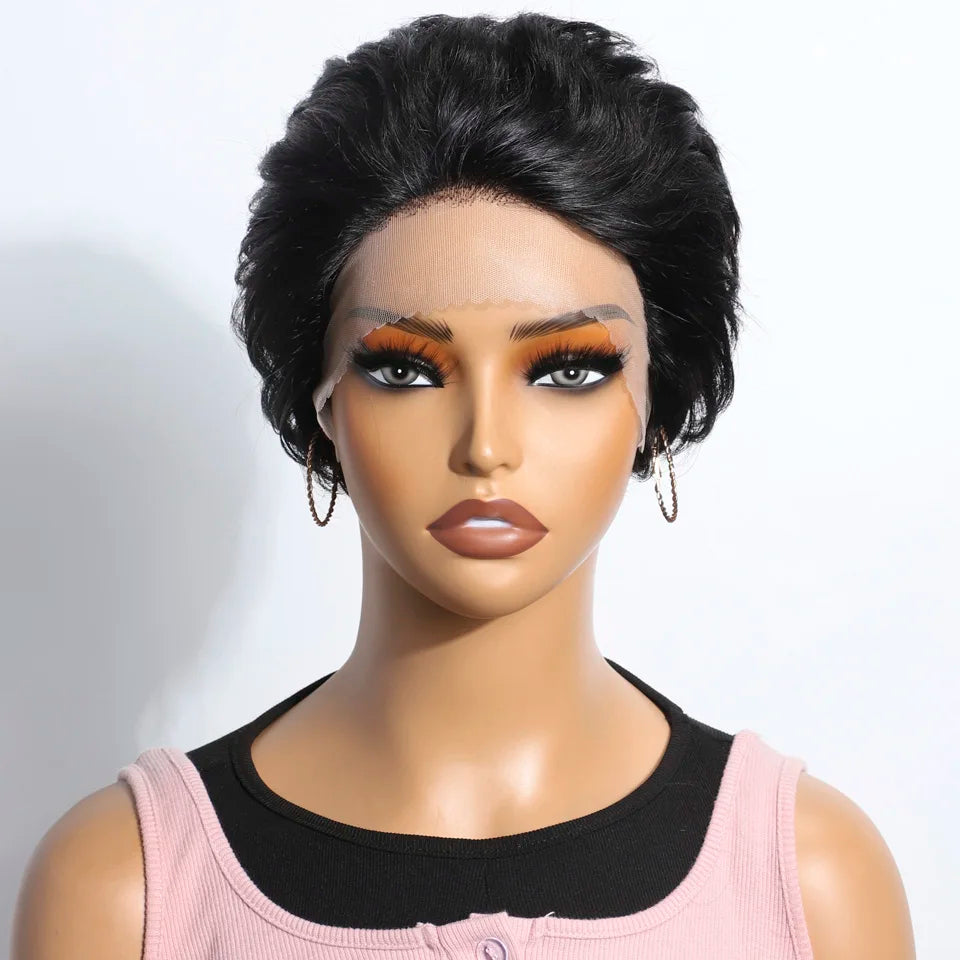 Blonde Short Pixie Cut Silky Lace Front Wig for Women