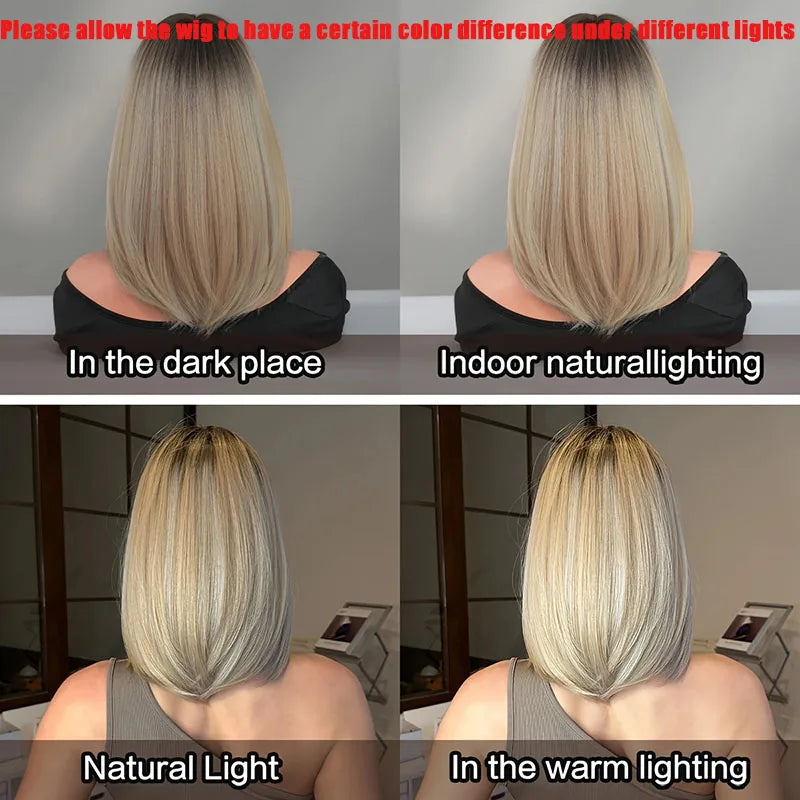 Short Heat Resistant Straight Synthetic Wig for Women