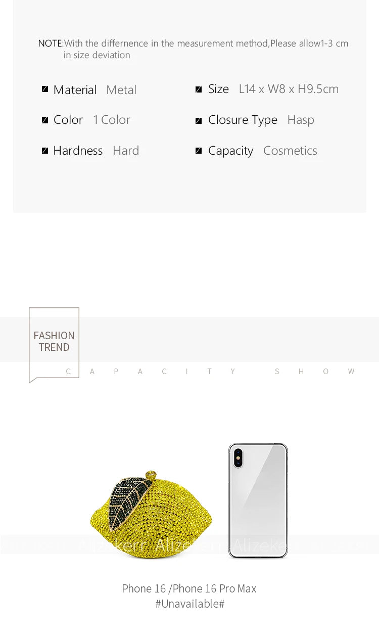 Elegant Lemon Shaped Diamond Evening Bag for Women